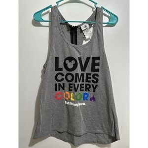 Disney Parks Pride Love Comes In Every Color Tank Top Gray Grey Women's Size XL